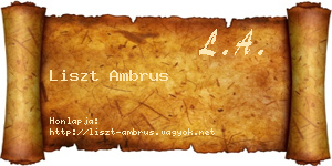 Liszt Ambrus névjegykártya